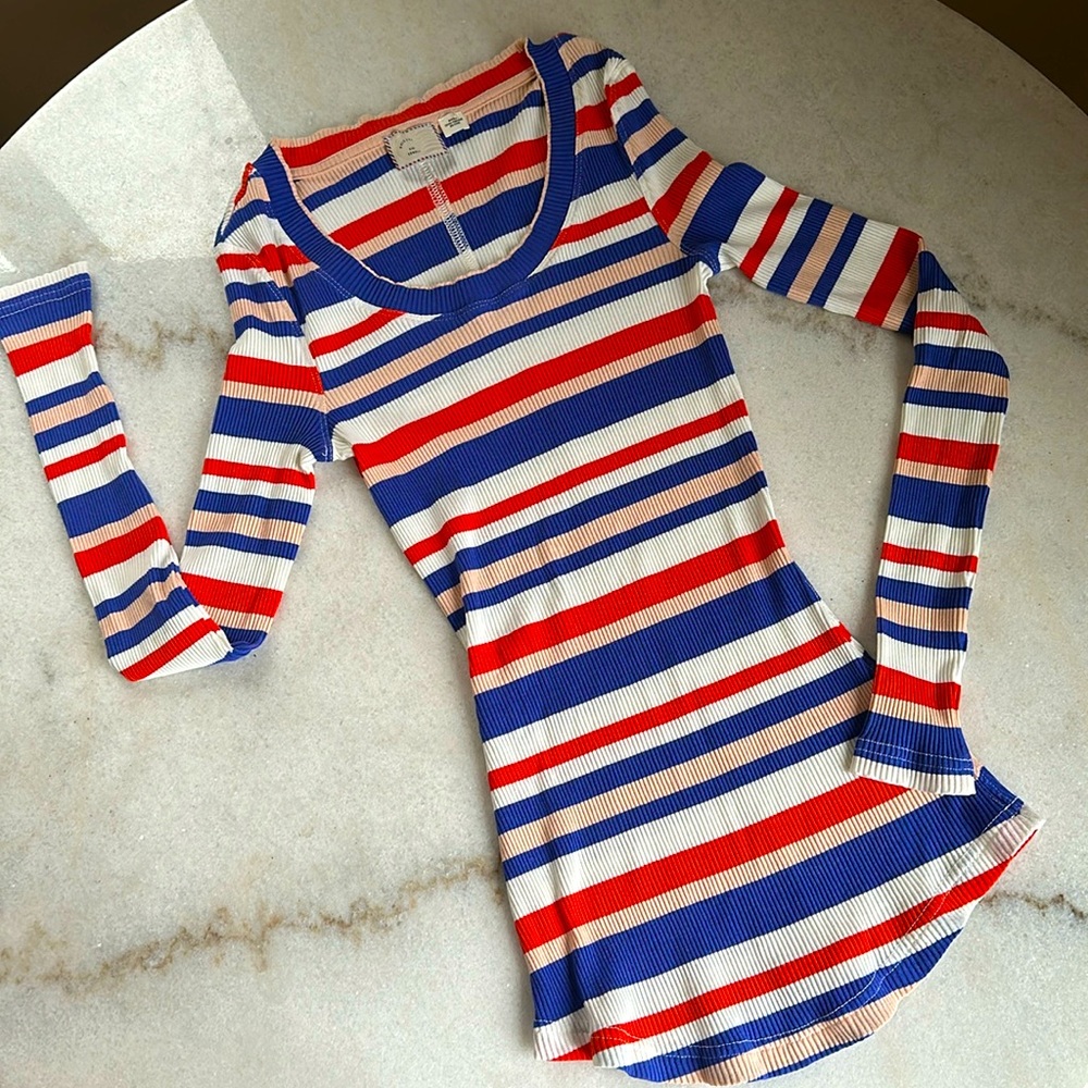 Anthropologie Postage Stamp brand striped long sleeve soft fitted shirt